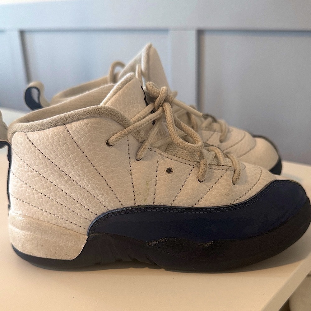 Retro Jordan 12  White and Blue Sneakers - 10c